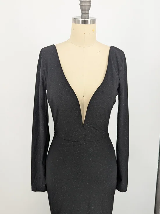 01349 Lulus Sparkle Mermaid Maxi Dress Black size Small evening formal wedding - Picture 3 of 8